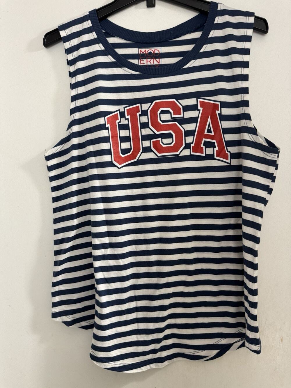 Modern Lux Women Striped Graphic T-Shirt Size XXL Multicolor USA Graphic